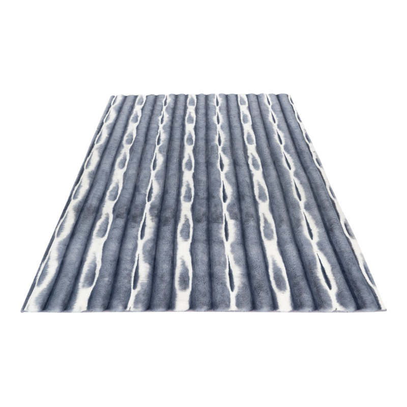 Waves Striped Hand Tufted Area Rug, Blue, Rectangular 80 x 150cm