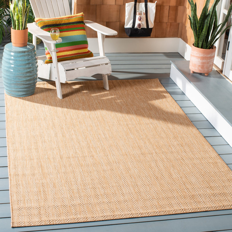 Arneshia Beige Indoor/Outdoor Area Rug, Rectangle 9' x 12'