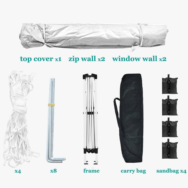 10'X10' Folding Canopy With 4 Removable Sidewalls Outdoor Event Shelter Upf 50+ Gazebo Portable Tents For Parties Beach Camping Wedding Ez Pop Up Canopy 4Pcs Weight Bag + Carry Bag