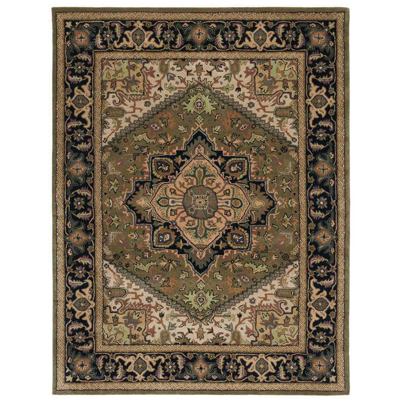 Tapis oriental en laine touffeté à la main Hebron, Rectangle de 10 pi x 14 pi