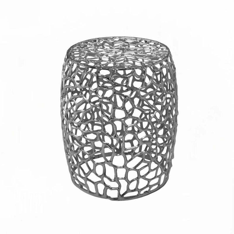 Table de bout cylindrique en aluminium avec motif complexe - Nickel argenté, Nickel