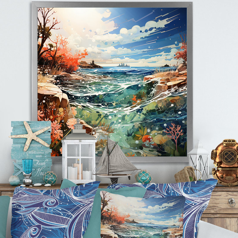 Beach Surf And Turf II - Beach Wall Art Prints, H 36 po x l 36 po x P 1,5 po, Cadre simple argenté