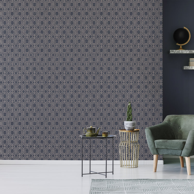 Superfresco Easy Luxe Geometric Wallpaper, Navy