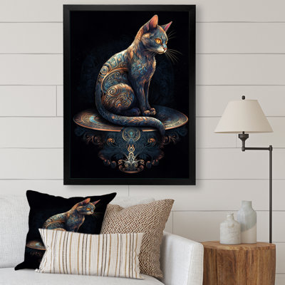 " Blue Glamorous Retro Gold Cat I "