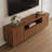 71" Mid-Century Modern TV Stand, Rectangular Slatted Wood Media Console with Open Storage