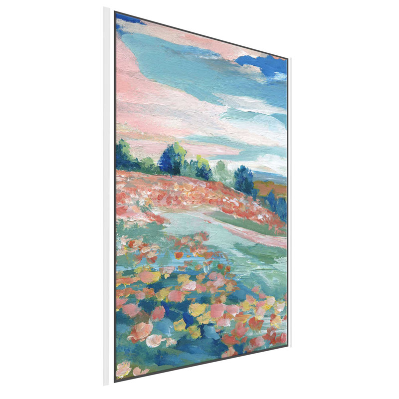 «Pastoral View» par Nan - peinture sur toile à cadre flottant, H 43,5 po x l 27,5 po
