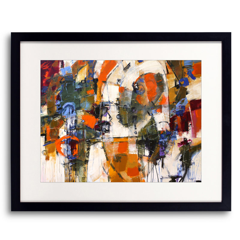 «Impetus» par Elizabeth Chapman - Peinture, H 25,25 po x l 31,25 po, Papier avec cadre noir