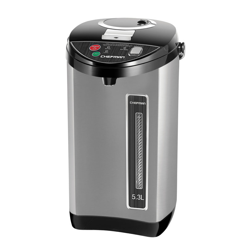 Chefman Electric Hot Water Pot With Safety Lock, Stainless Steel, 5.6 Qt