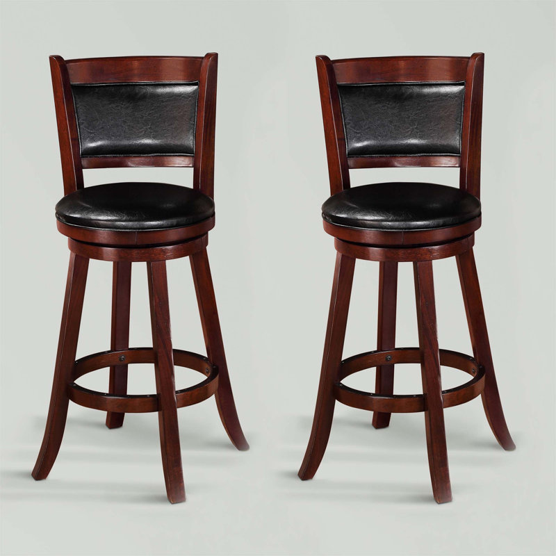 2 pièces Tabouret pivotant rembourré en similicuir noir