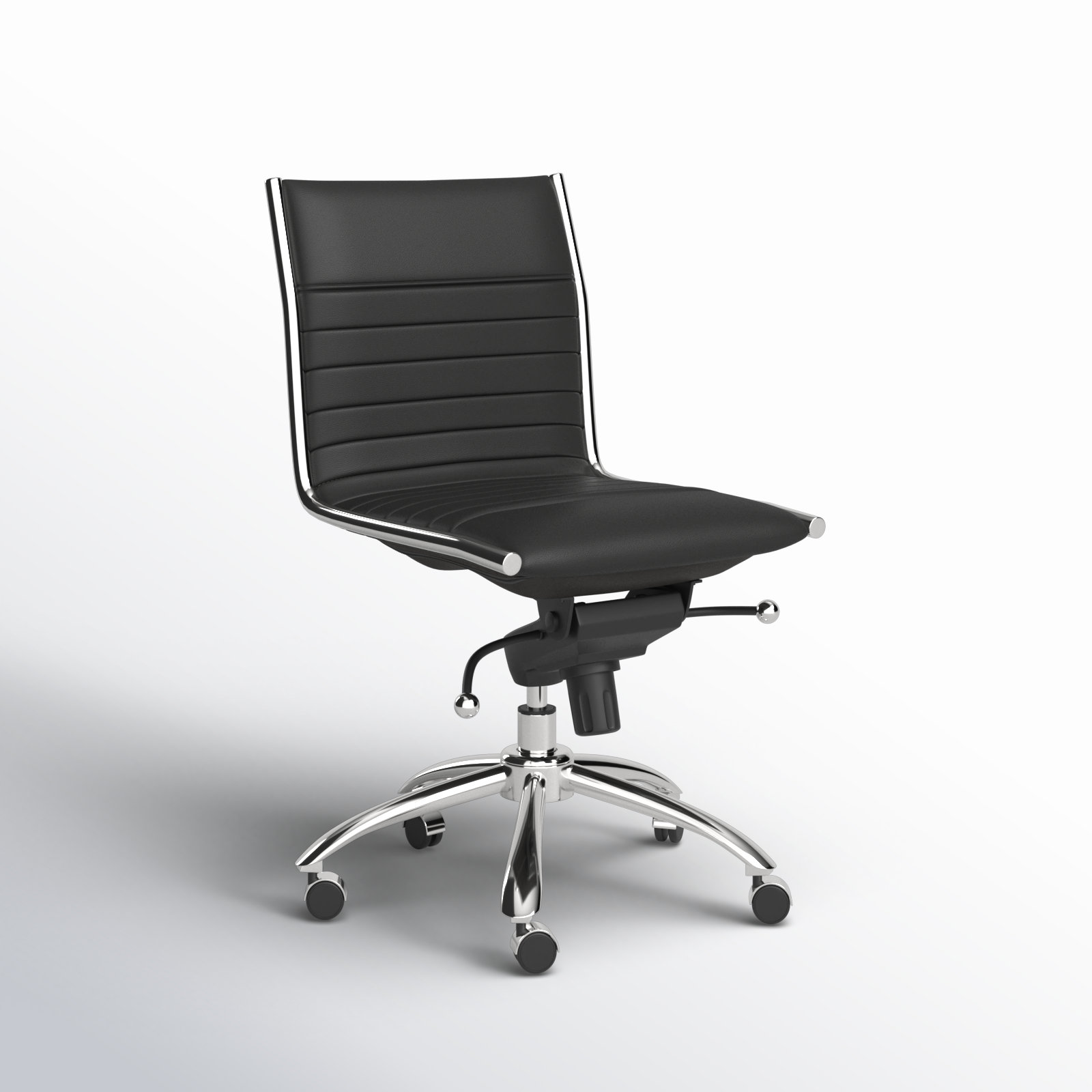 Naida Faux Leather Swivel Task Chair, Black Faux Leather, No