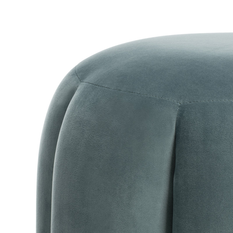 Maxine Round Ottoman, Seafoam Velvet