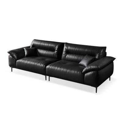 Black Genuine Leather Modular Sofa