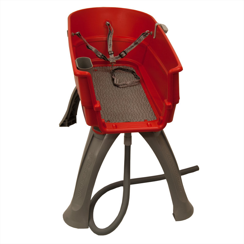 15 in. H x 21.25 in. W x 45 in. D Plastic Adjustable and Foldable Dog Grooming tub, Red