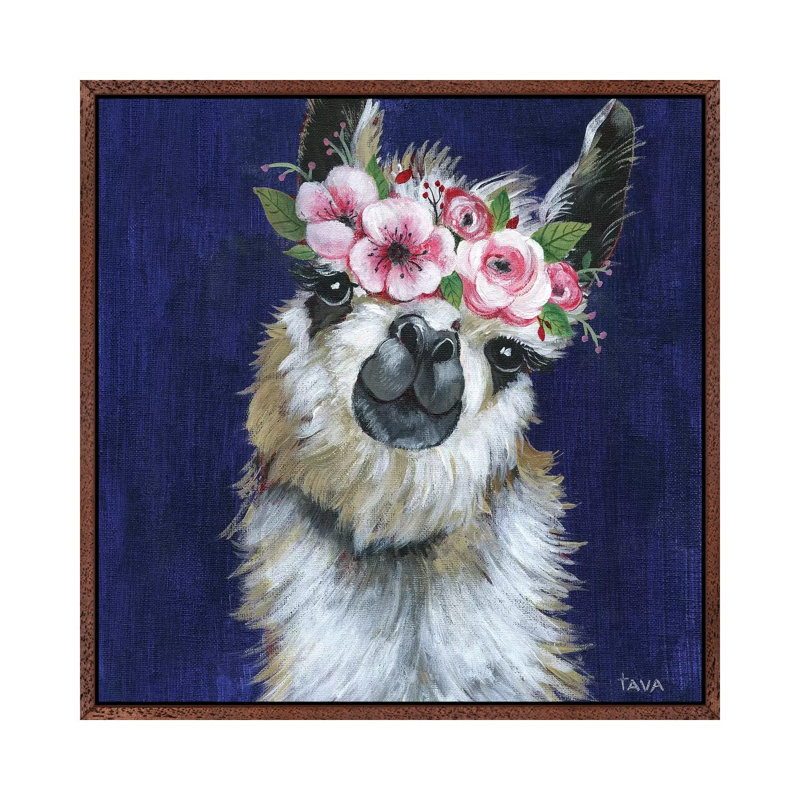 Lady Llama by Tava Studios - Gallery-Wrapped Canvas Giclée on Canvas, 45.72 cm H x 45.72 cm W, Classic Wood