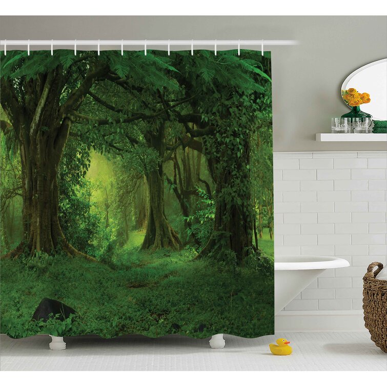  WANVYON Green Forest Shower Curtain Tropical