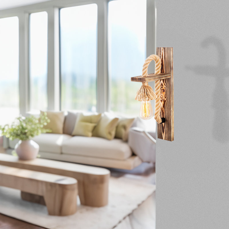Lampe murale rustique moderne, structure en bois, 17,7 po x 7,1 po | Hauteur: 17,7 pouces | 1 x douille E27, 40 W maximum | Conception élégante de couleur unie, indice de protection IP20 | Parfait pour l'éclairage de salon, de chambre à coucher et de couloir
