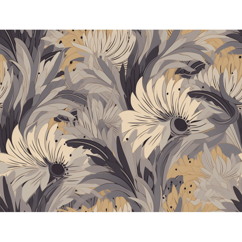 Machine Printed Comforter, Twin Extra Long Comforter, Gray/Beige Floral