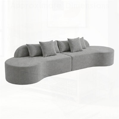 Oversized Modern Curved Cloud Couch Sectional, Boneless Compression Sofa, Modular Sectional with High Density Foam and Pillows, Corduroy Sofa for Living Room and Office