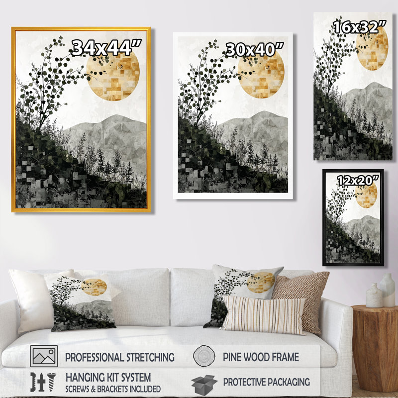 Goldean Summer Mosaic Flower On Grey Desert Blossom I - Couronne de décoration murale, H 44 po x l 34 po, Blanc