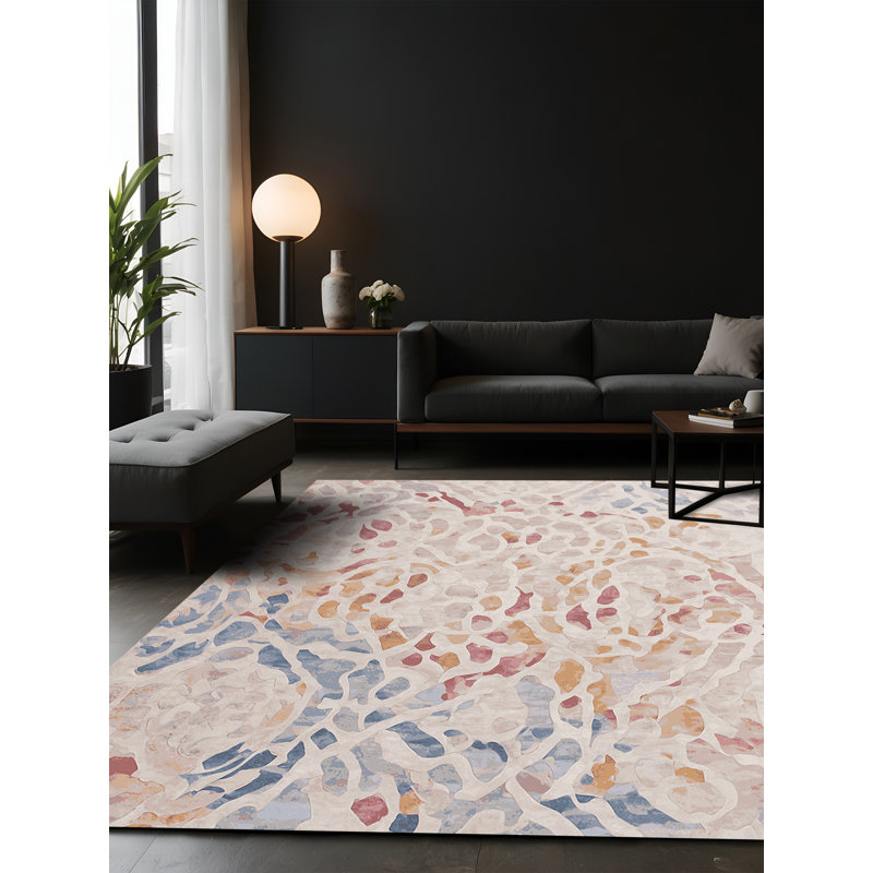 Tapis gris soyeux et moelleux, Carré 7 pi