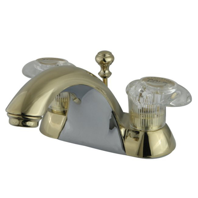 Robinet de salle de bain central St. Charles, Laiton poli, Avec bonde escamotable en laiton
