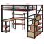Lit mezzanine en métal avec escalier, bureau intégré et tablettes