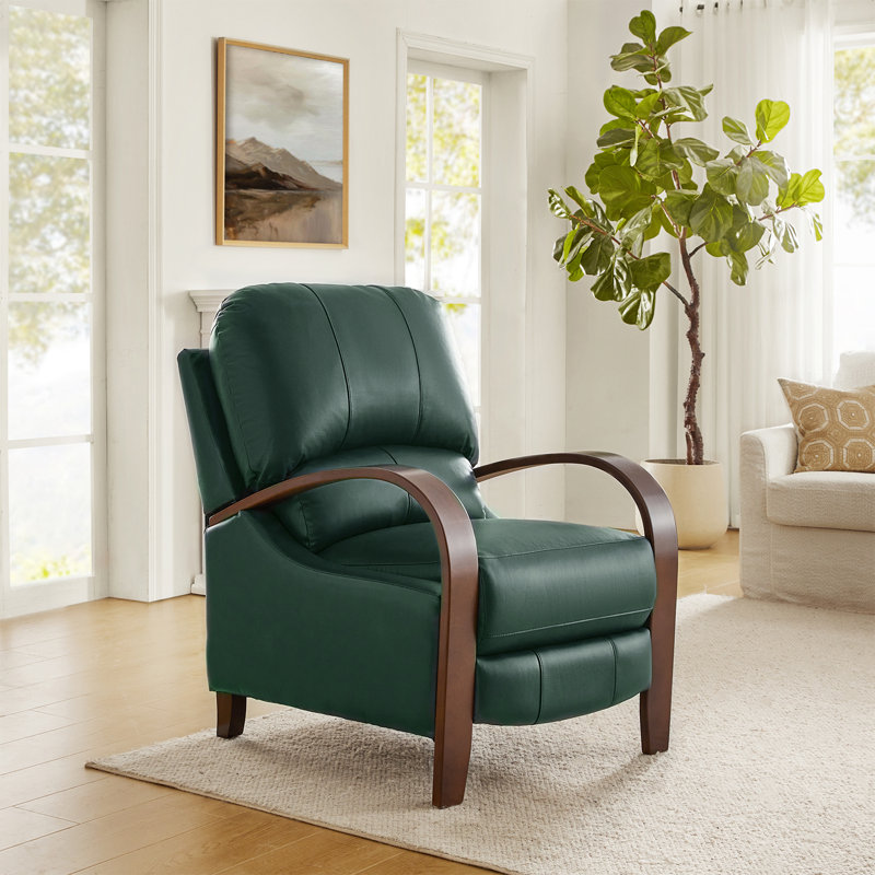 Fauteuil inclinable standard en cuir véritable Hardge, Cuir véritable vert
