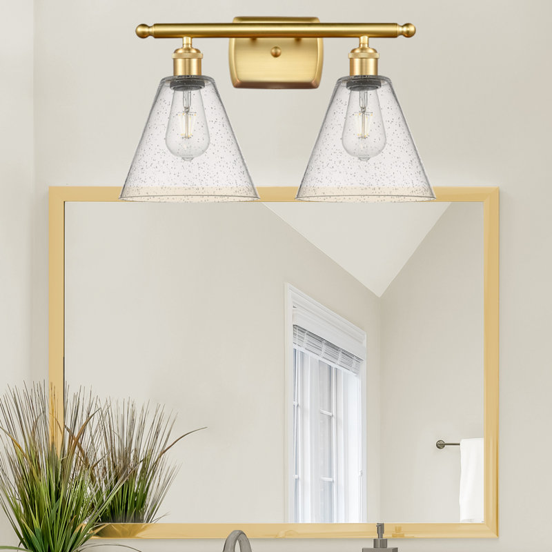 Éclairage pour meuble-lavabo en laiton antique à 2 lumières Amoya, Incandescente, Or satiné