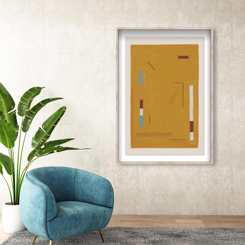 Oliver Gal Fractions in the Sun Abstract - Luxury Shadowbox Framed Wall Art, 38" H x 26" W, Cream