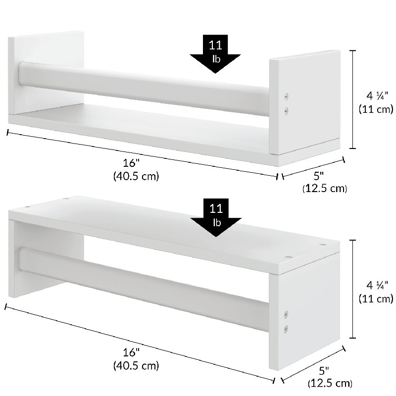 Rigga 16" Floating Shelves with Front Bar