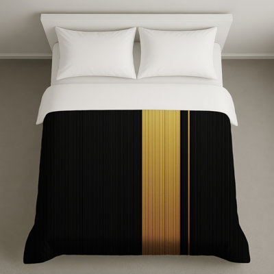 Black Gold Vertical Stripes Duvet Covers