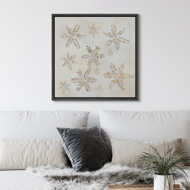 Flocon de neige, Noël rétro, rustique moderne, vacances d'hiver, impression sur toile encadrée, H 16 po x l 16 po