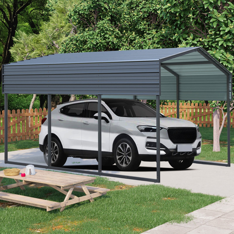 14.8 Ft. W X 10 Ft. D X 8.3 Ft. H Carbon Black Galvanized Steel Peaked Carport