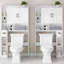 Rangement autoportant au-dessus de la toilette de 32 po, armoire de rangement de salle de bain, armoire de salle de bain de ferme avec porte de grange et tablettes réglables pour la salle de bain, les toilettes, la buanderie, le support d'économie d'espace, blanc