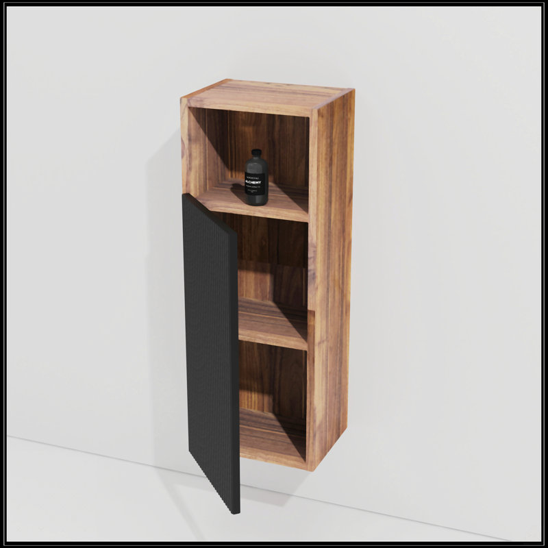 Armoire d'appoint flottante noire et noyer