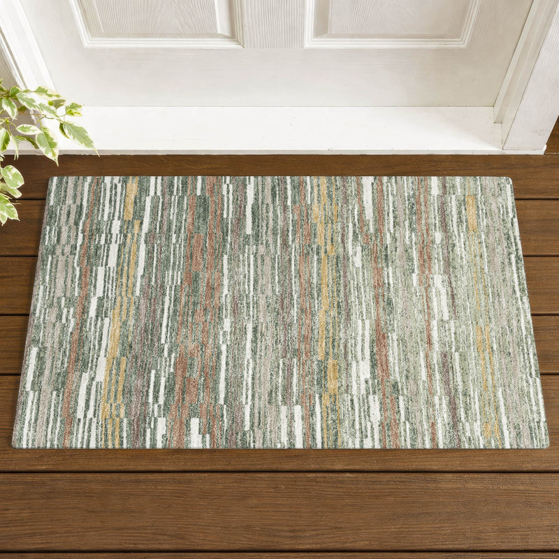 Machine Washable Indoor/Outdoor Chantille ACN2908 Striped Rug, 1'8" x 2'6", Basil