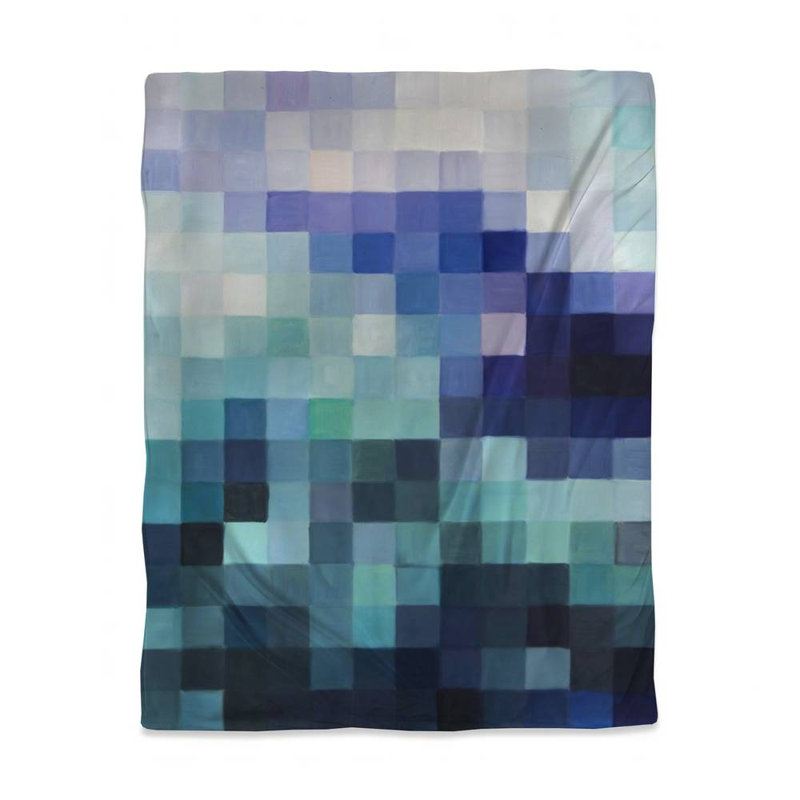 Housse de couette simple Modern Blue Abstract, Bleu / turquoise géométrique, Housse de couette pour lit simple