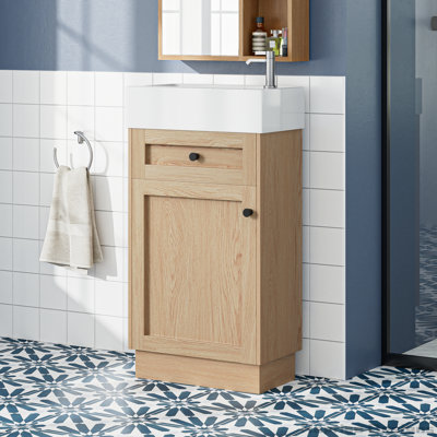 Meuble-lavabo 18,5 po avec lavabo réversible en résine, porte réversible
