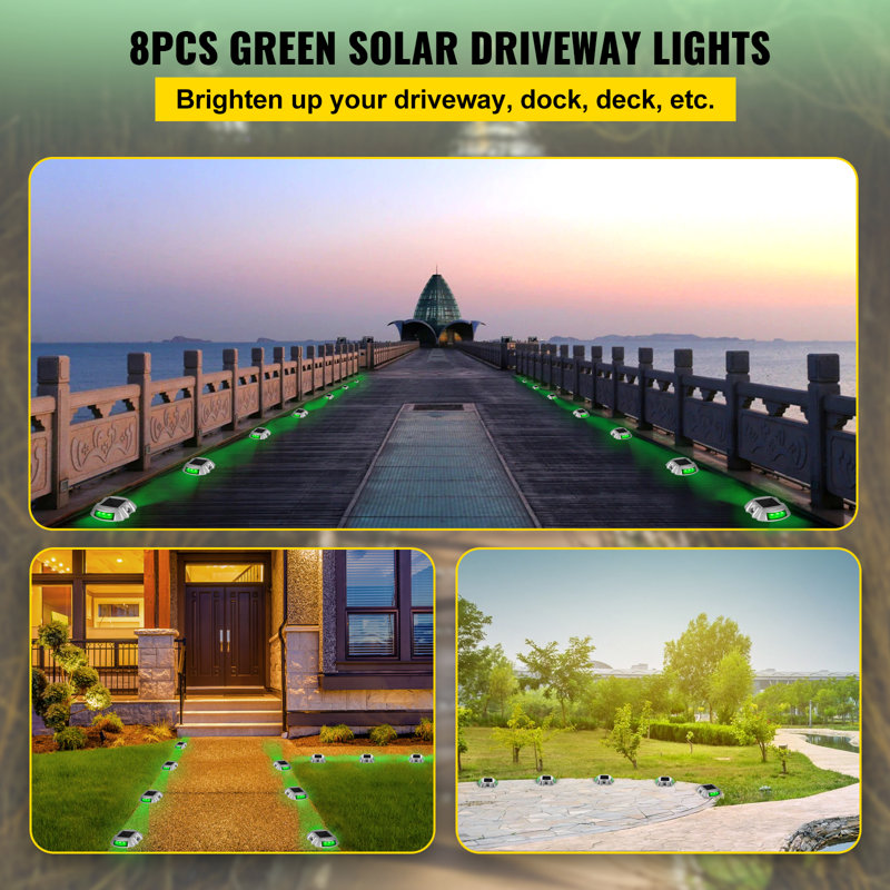 Green LED Solar Powered Aluminum Pathway Light Pack