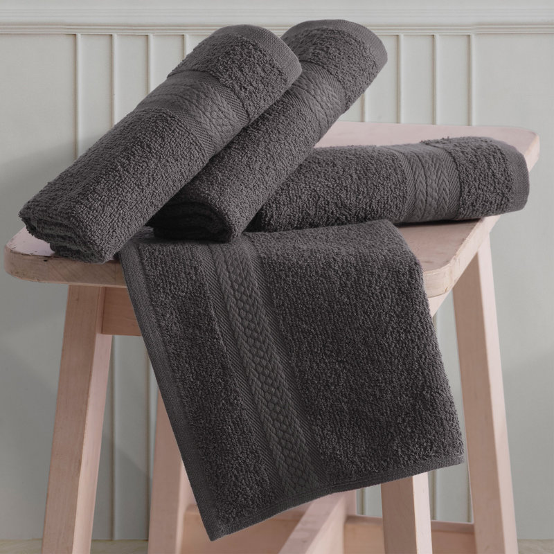Ensemble de débarbouillettes en coton turc à séchage rapide 4 pièces, débarbouillettes 13 x 13, Gris
