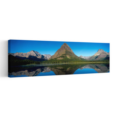Reflection of mountains in a lake Swiftcurrent Lake Many Glacier US Glacier National Park Montana USA 1 Piece Wrapped Canvas Panoramic Wall Art