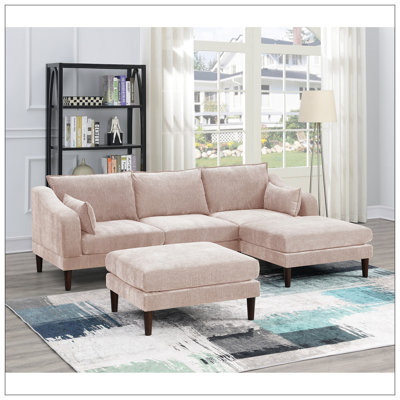 Griffin U-Shaped Modular Sectional Sofa with Ottomans & Cushion Pillows