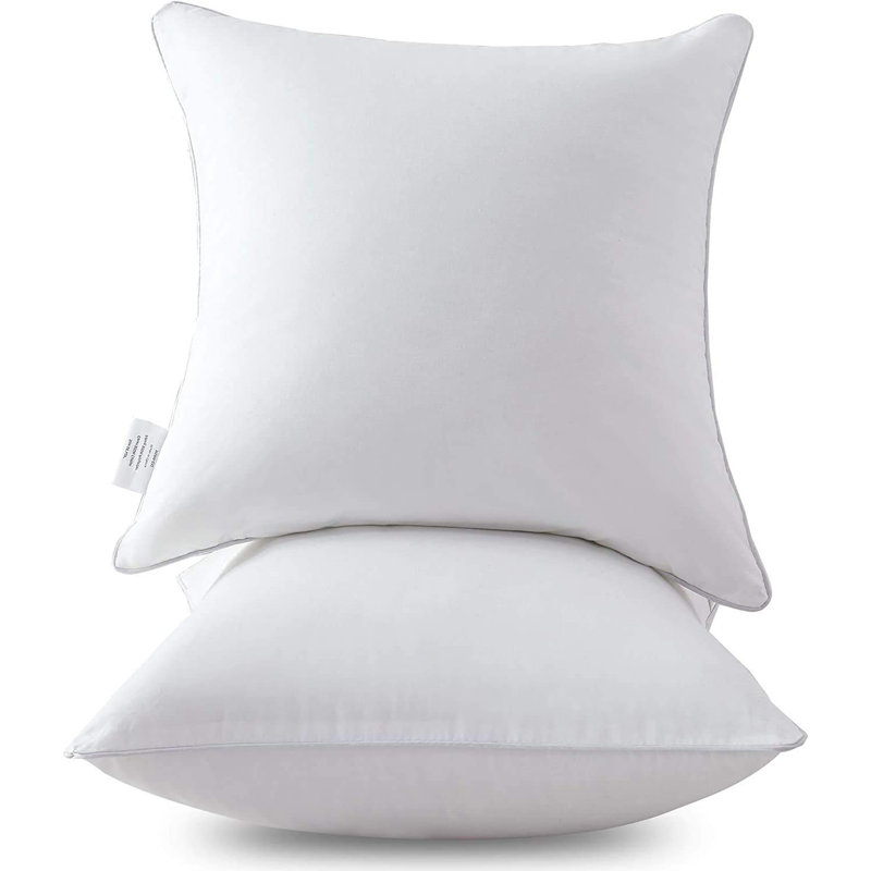 White Cotton Square Reversible Pillow Inserts, 22" x 22" (Set of 2)