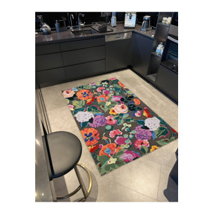 Multi Color Mixed Floral Flower and Rose Pattern Creative Modern Decorative Machine Washable Area Rug