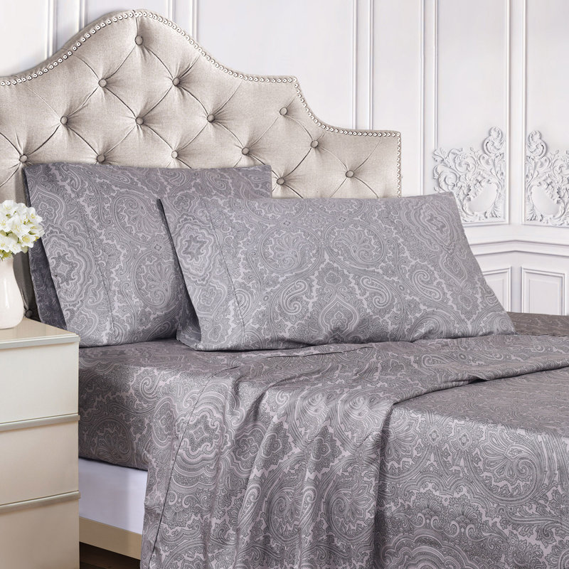 Blue Queen 600 Thread Count Cotton Blend Paisley Sheet Set