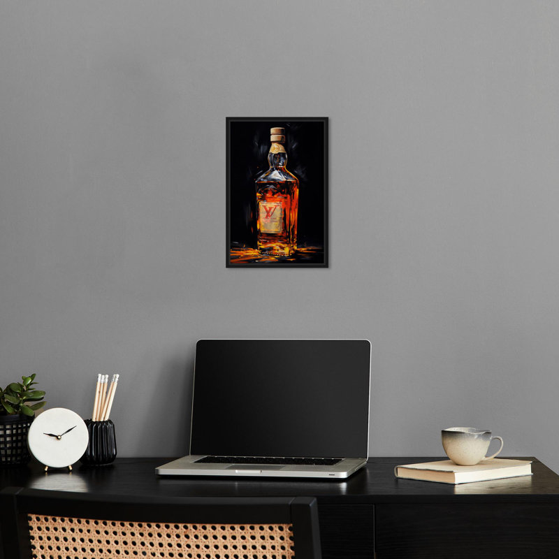 Impressions d'art de luxe «Mancave Drinks» par Notoriart, Cadre noir, H 46 po x l 31 po