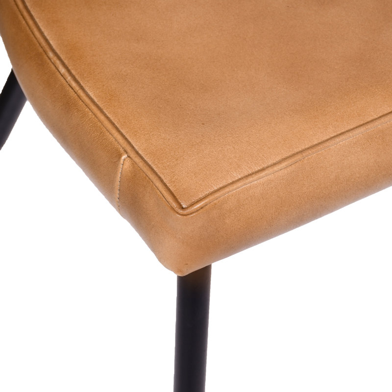 Ensemble de 2 chaises d'appoint Barrett au fini caramel de style Mid-Century sur cuir véritable