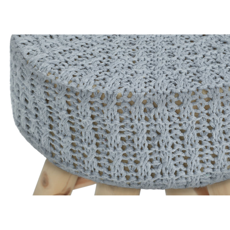 Velours rond 12 po gris avec pieds en bois stables et rembourrage en mousse rembourré moderne