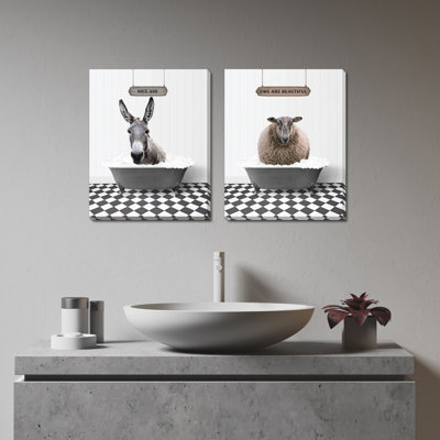 Ensemble d'art mural sur toile Animal Bath