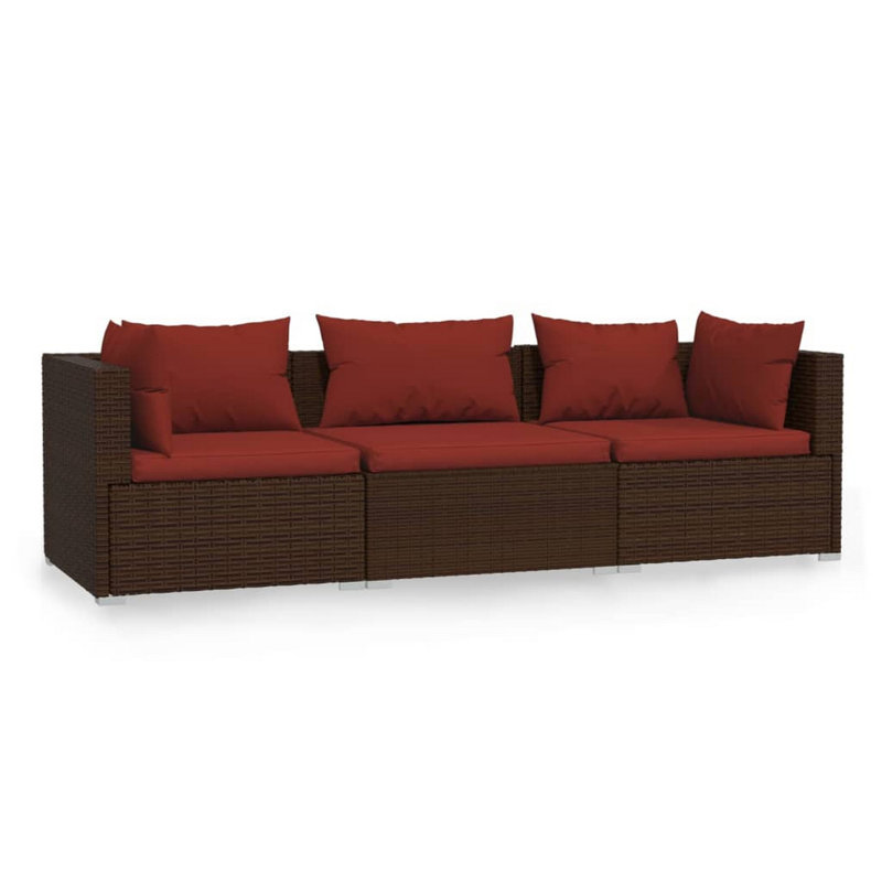 27.6" Wide Square Patio Sofa with Cushions, Cinnamon Red, Brown
